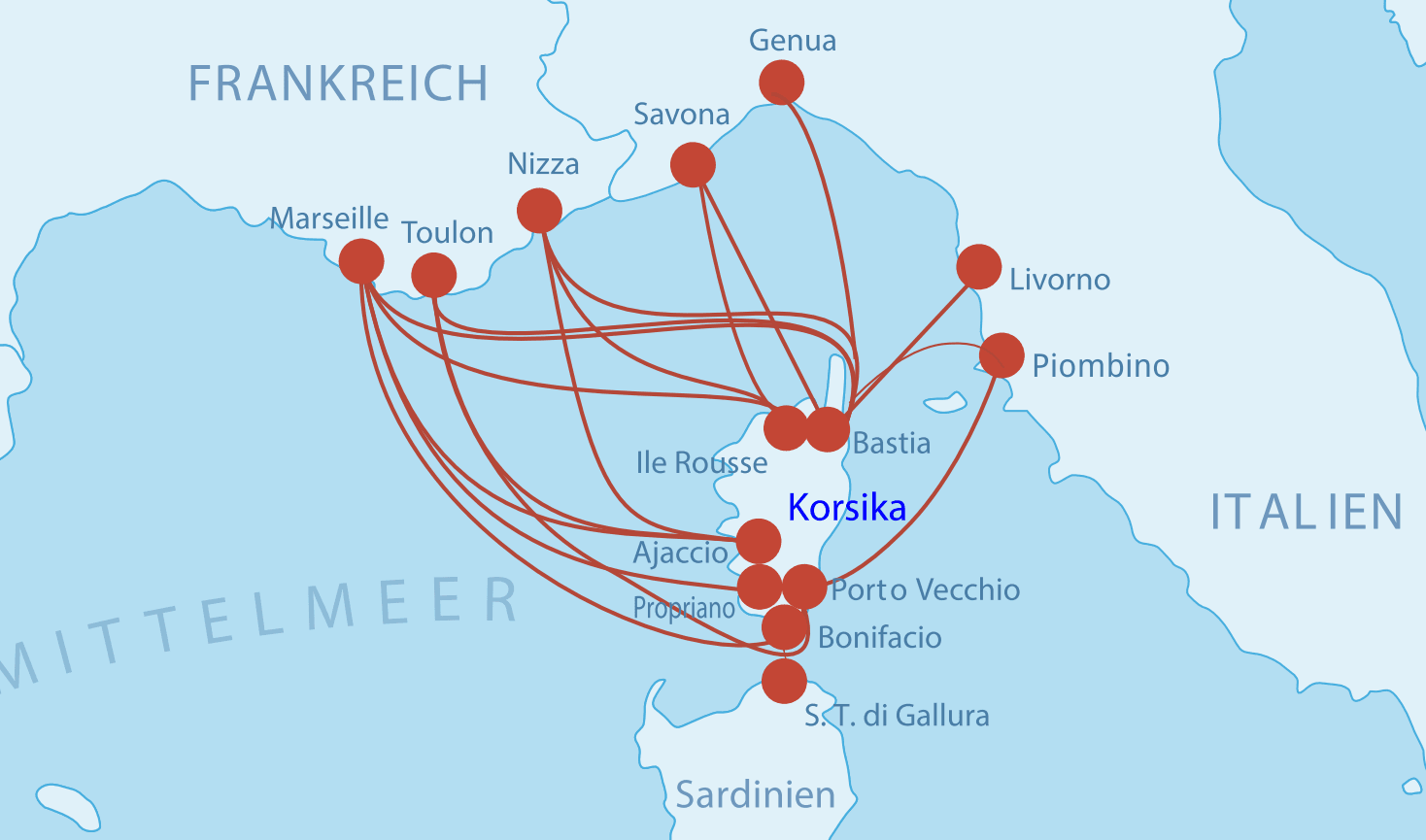 Corsica Ferry Routes Map