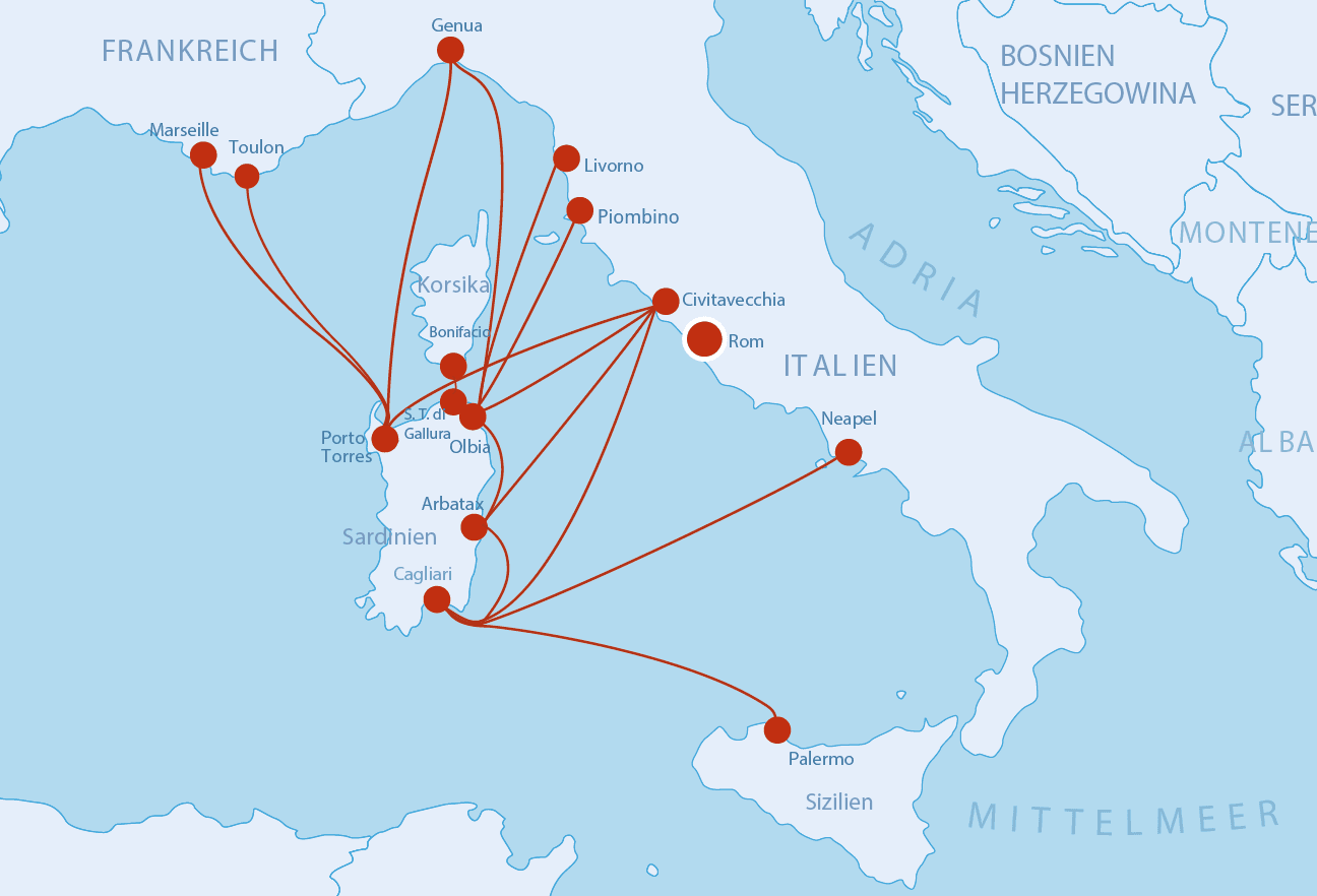 Fährverbindungen nach Sardinien