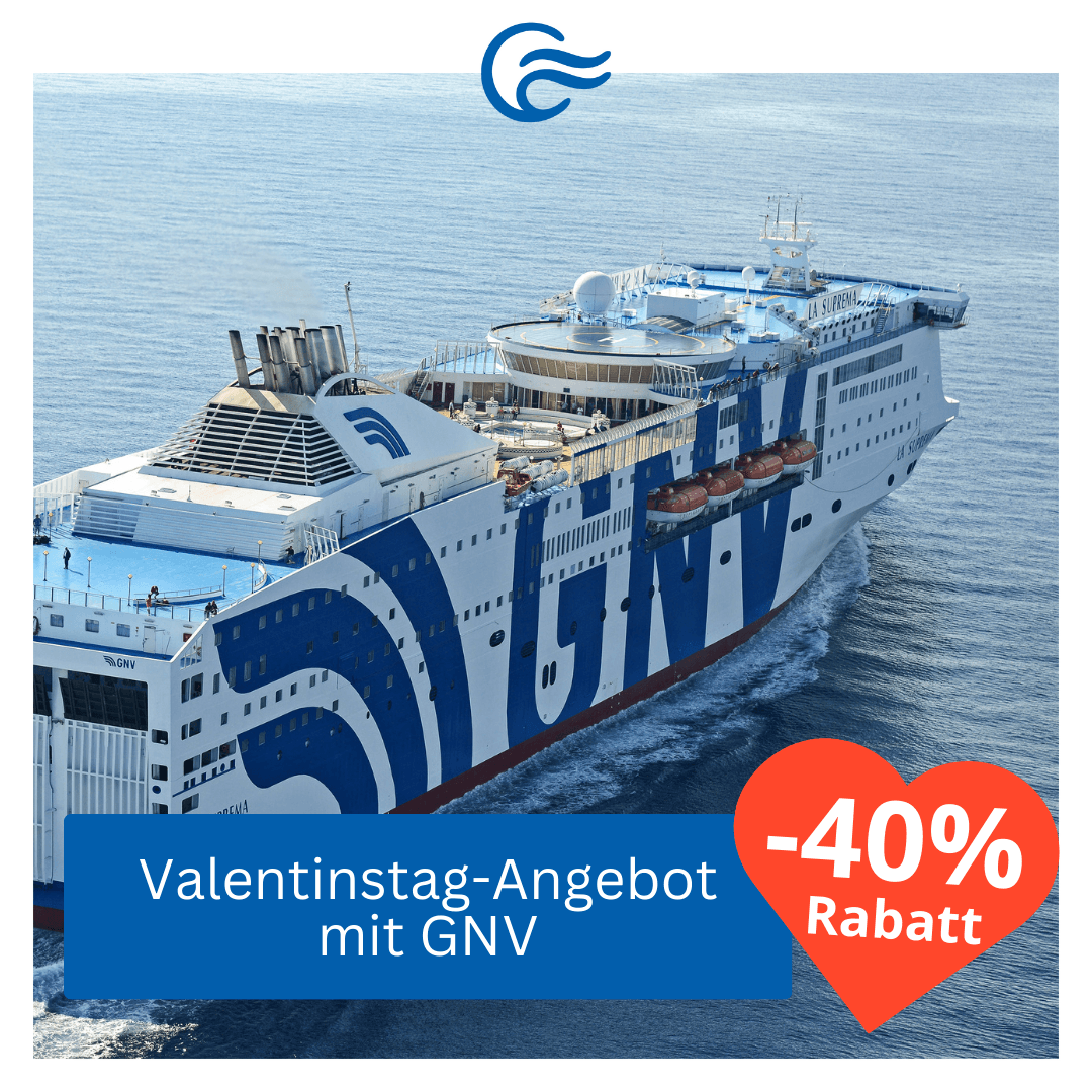 40% Valentinsrabatt auf GNV-Fähren 40% Valentinsrabatt auf GNV-Fähren