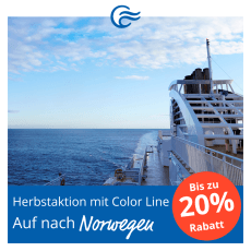Herbstaktion mit Color Line: 20% Rabatt auf Superspeed-Fähren nach Norwegen Herbstaktion mit Color Line: 20% Rabatt auf Superspeed-Fähren nach Norwegen